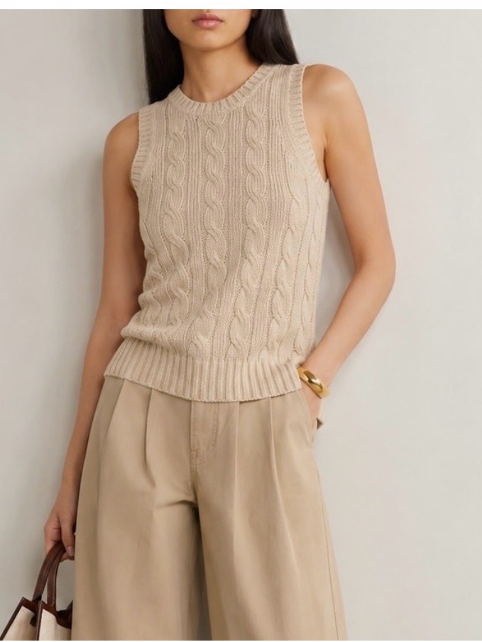 Veronica Beard Sleeveless Cable Knit Sweater